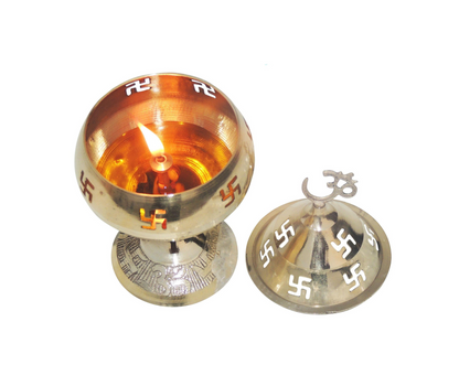 Brass Oil Lamp Om Pakija Deepak