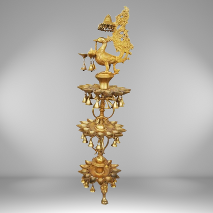 Brass Peacock Shape 3 Floor Oil Lamp