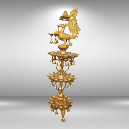 Brass Peacock Shape 3 Floor Oil Lamp