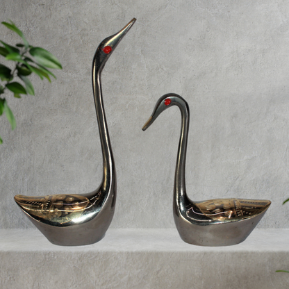 Brass Showpiece Duck Pair Statue