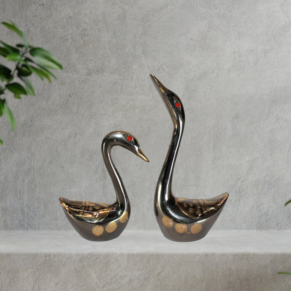 Brass Showpiece Duck Pair Statue