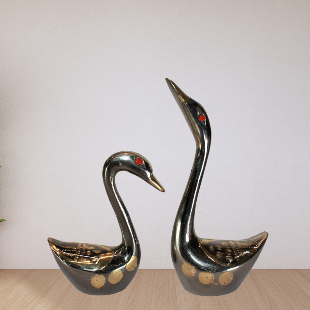 Brass Showpiece Duck Pair Statue