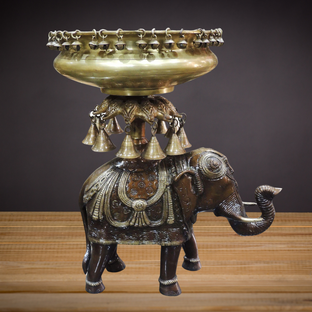 Brass Elephant Urli For Home/Event