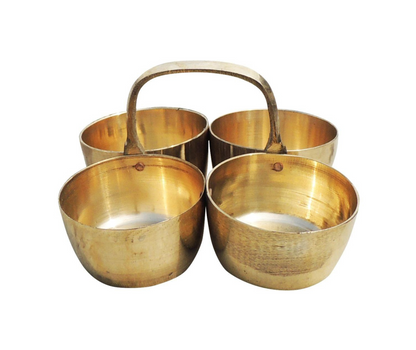 Brass Chokta Small 4 Bowl Combined