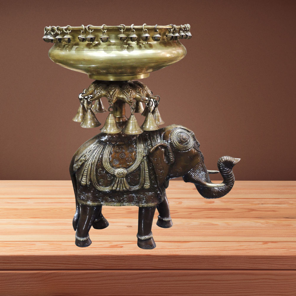 Brass Elephant Urli For Home/Event