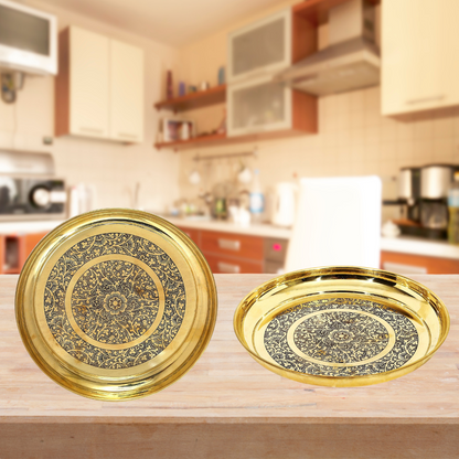 Brass Thali Embossed Design