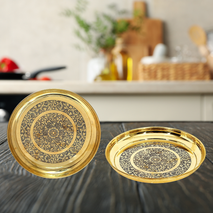 Brass Thali Embossed Design