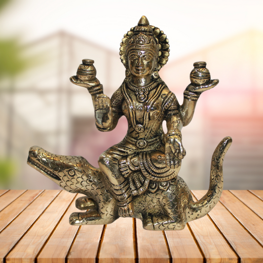 Brass Ganga Devi Statue