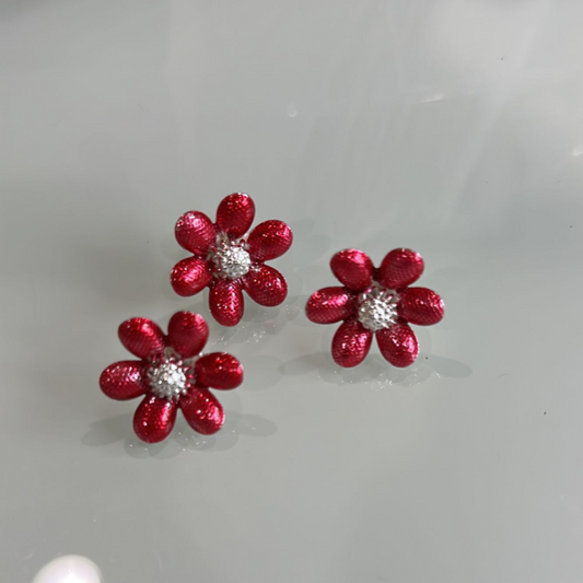 Pure Silver Red Color Flowers 9g (Pack of 3) - PUSHMYCART