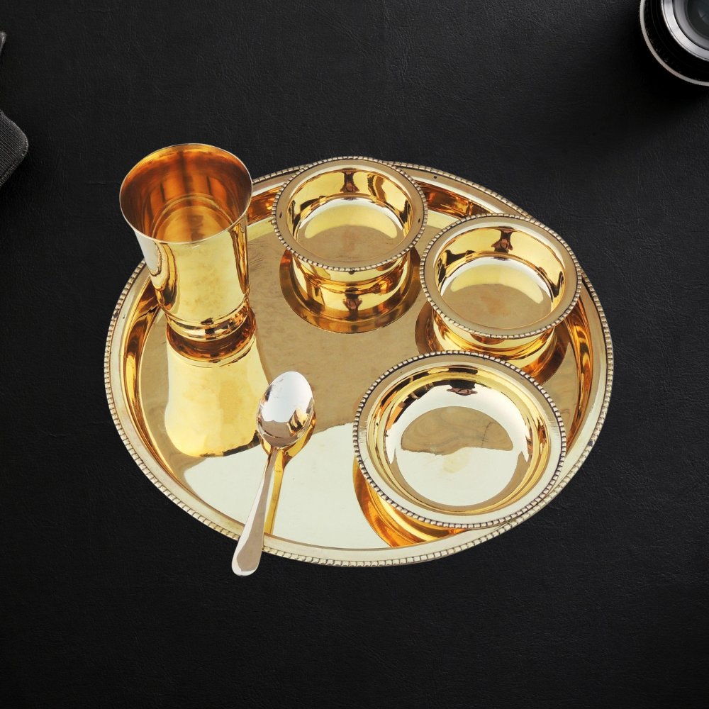 Pure Brass Thali Set 6 Pcs