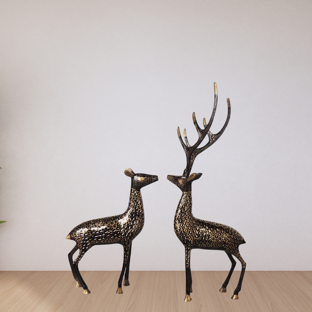 Brass Showpiece Deer Pair Statue