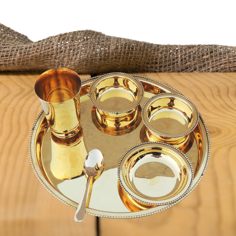 Pure Brass Thali Set 6 Pcs