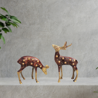 Brass Deer Pair Statue