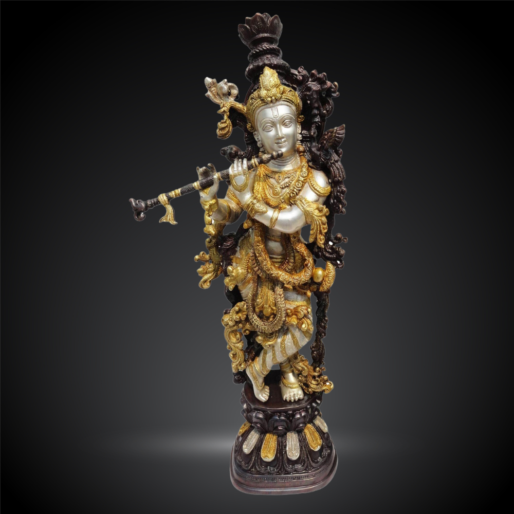 Brass Krishna God Idol Statue