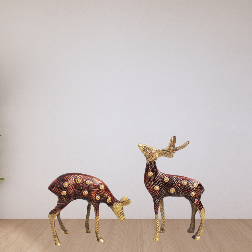 Brass Deer Pair Statue