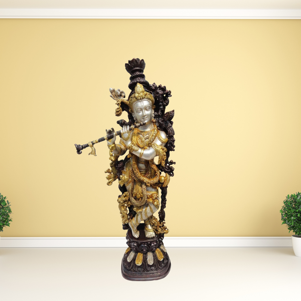 Brass Krishna God Idol Statue