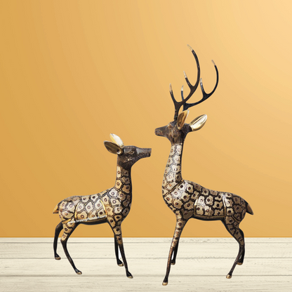 Brass Deer Pair Statue