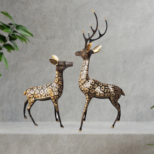 Brass Deer Pair Statue