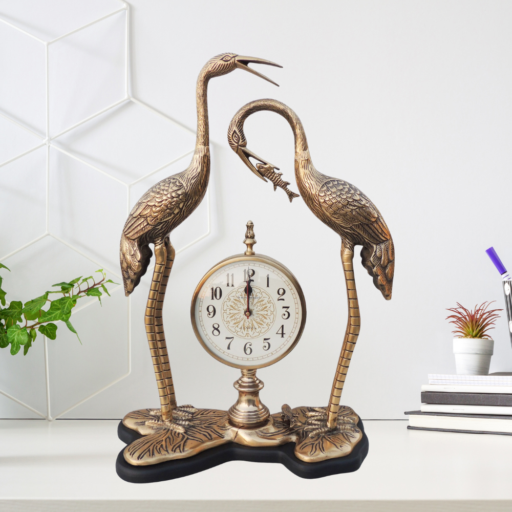 Aluminium Decorative Clock With Duck Pair