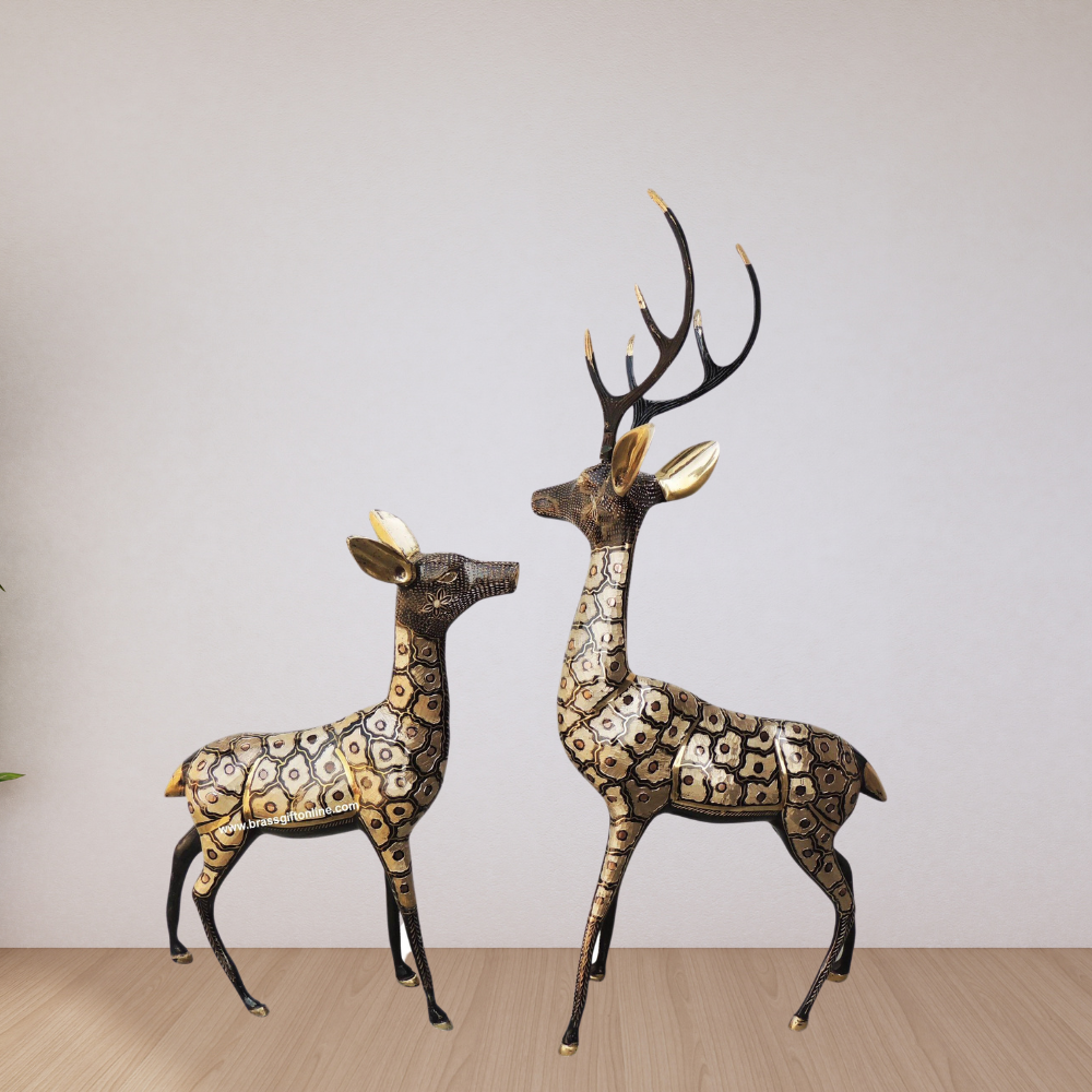 Brass Deer Pair Statue