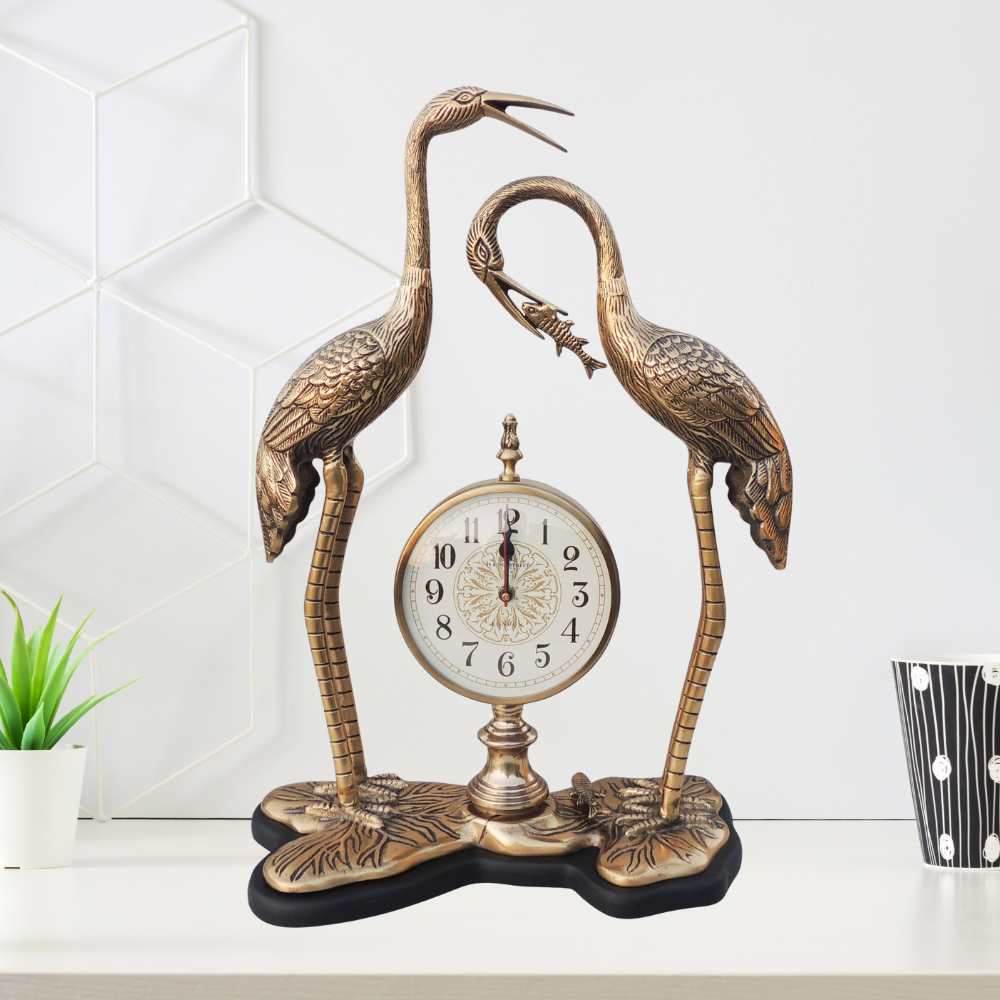 Aluminium Decorative Clock With Duck Pair