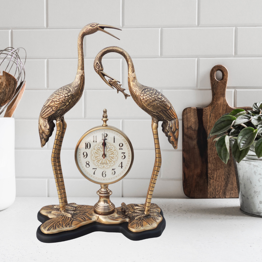 Aluminium Decorative Clock With Duck Pair