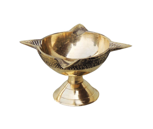 Brass Table Oil Lamp Deepak 4 Wicks