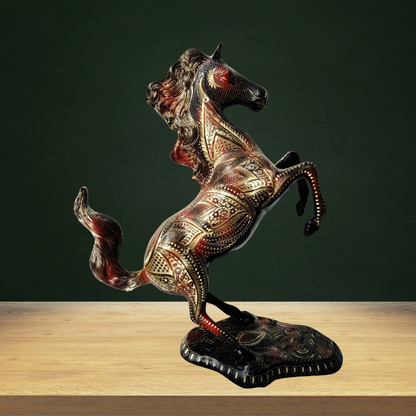 Brass Showpiece Jumping Horse Statue