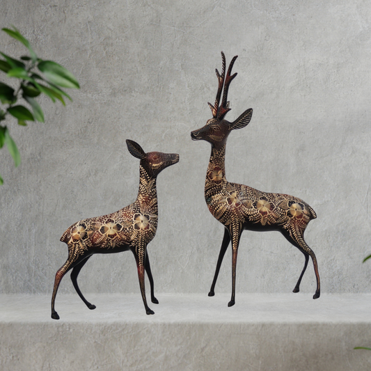 Brass Showpiece Deer Pair