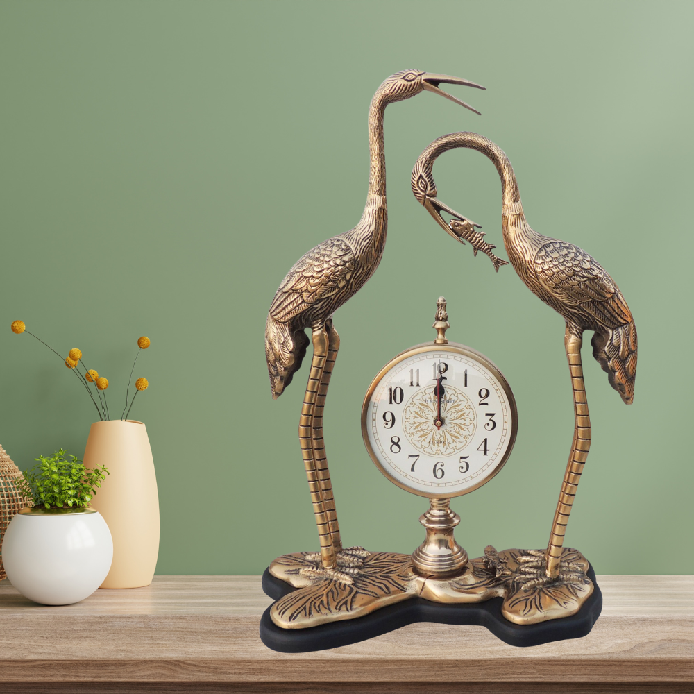 Aluminium Decorative Clock With Duck Pair