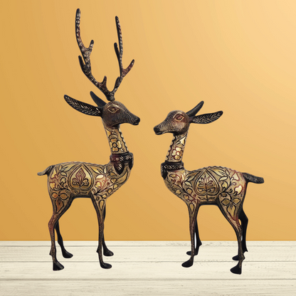 Brass Showpiece Deer Pair