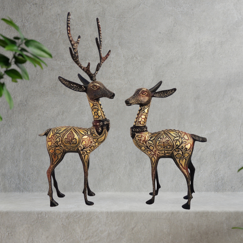 Brass Showpiece Deer Pair