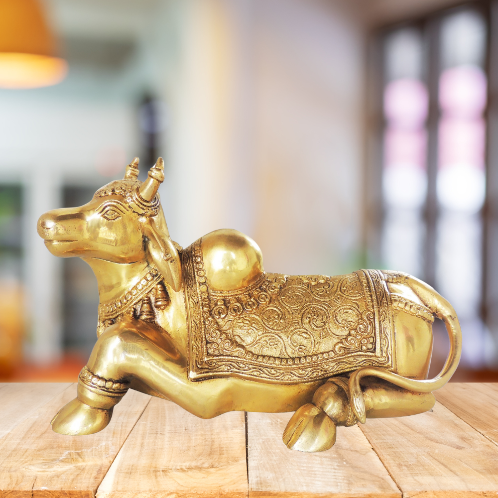 Brass Showpiece Nandi God Idol