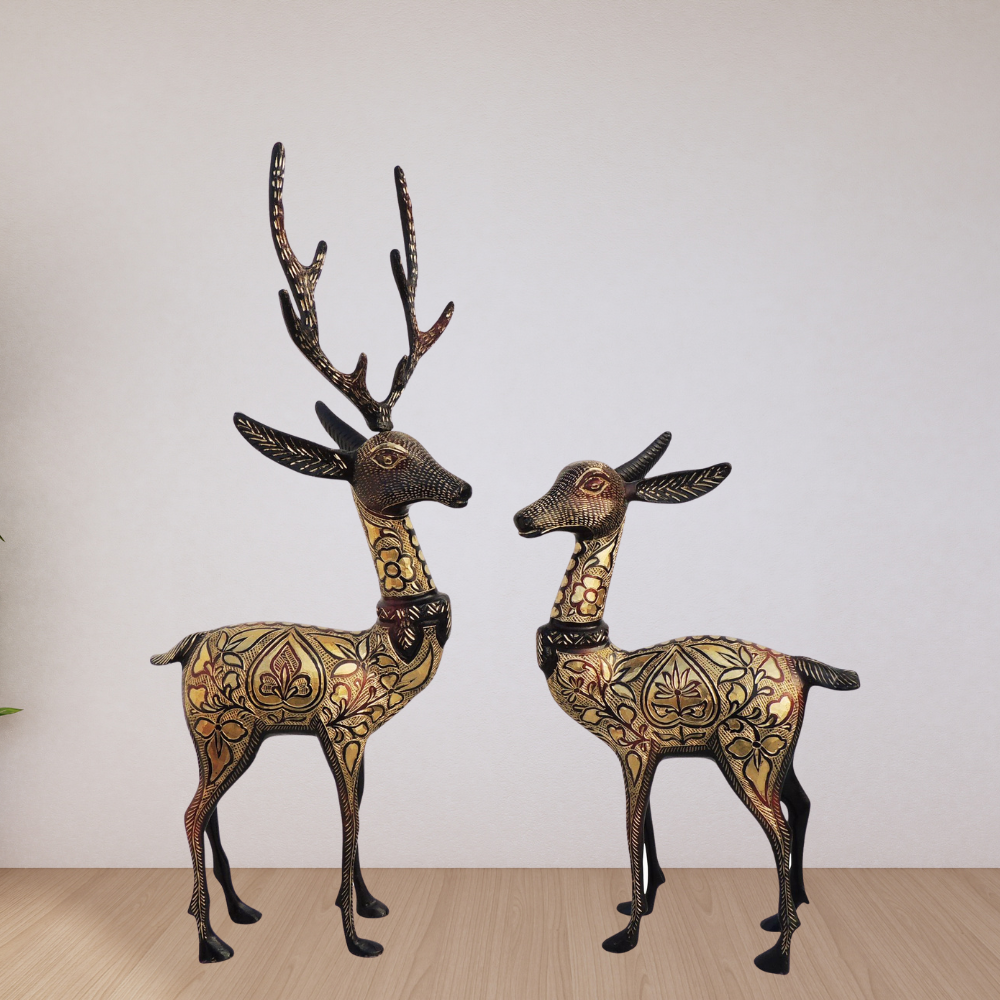 Brass Showpiece Deer Pair