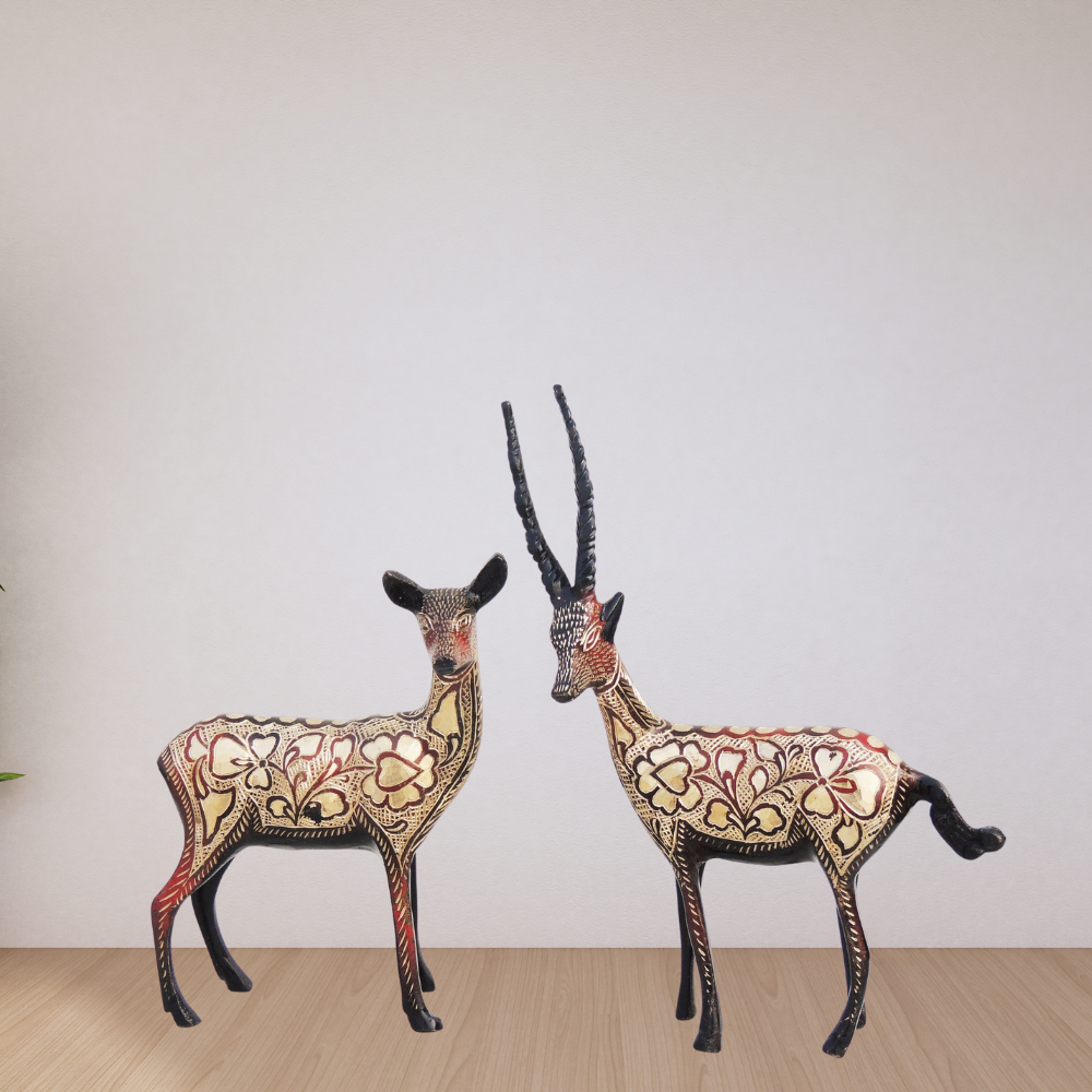 Brass Showpiece Deer Pair Statue