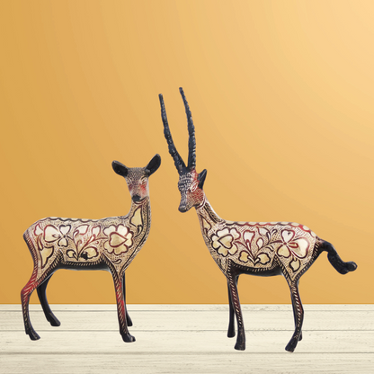 Brass Showpiece Deer Pair Statue