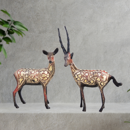 Brass Showpiece Deer Pair Statue