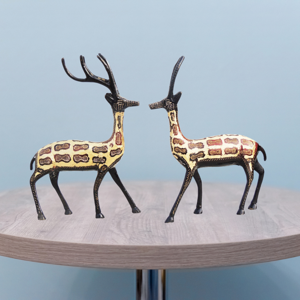 Brass Showpiece Deer Pair Statue