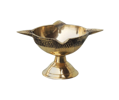 Brass Table Oil Lamp Deepak 4 Wicks