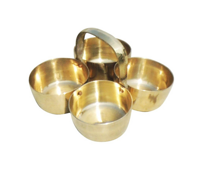 Brass Chokta Small 4 Bowl Combined