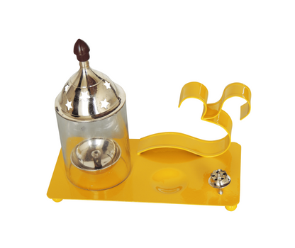 Iron and Brass Om Chimney Deepak Yellow