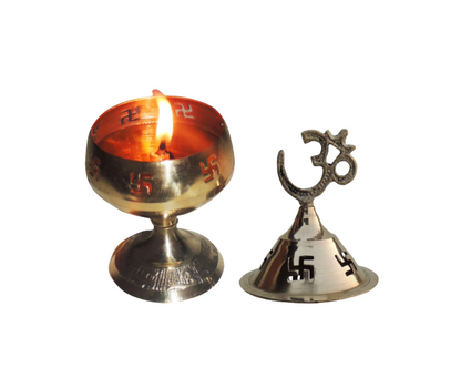 Brass Table Oil Lamp Om Pakija Deepak