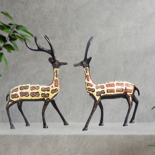 Brass Showpiece Deer Pair Statue