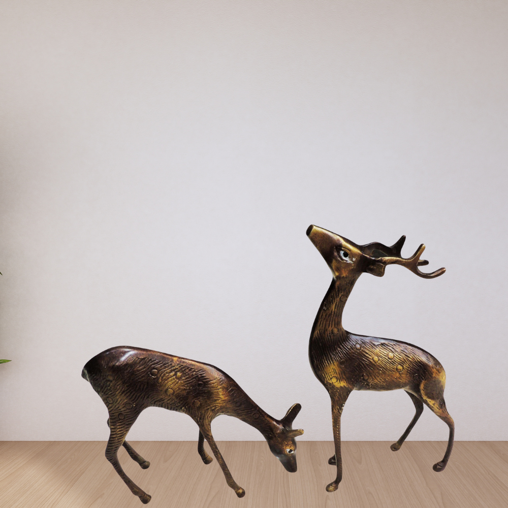 Brass Showpiece Deer Pair Statue