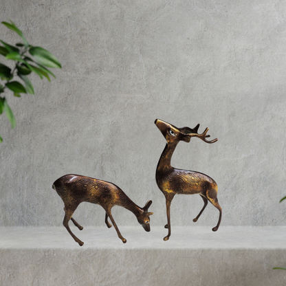 Brass Showpiece Deer Pair Statue