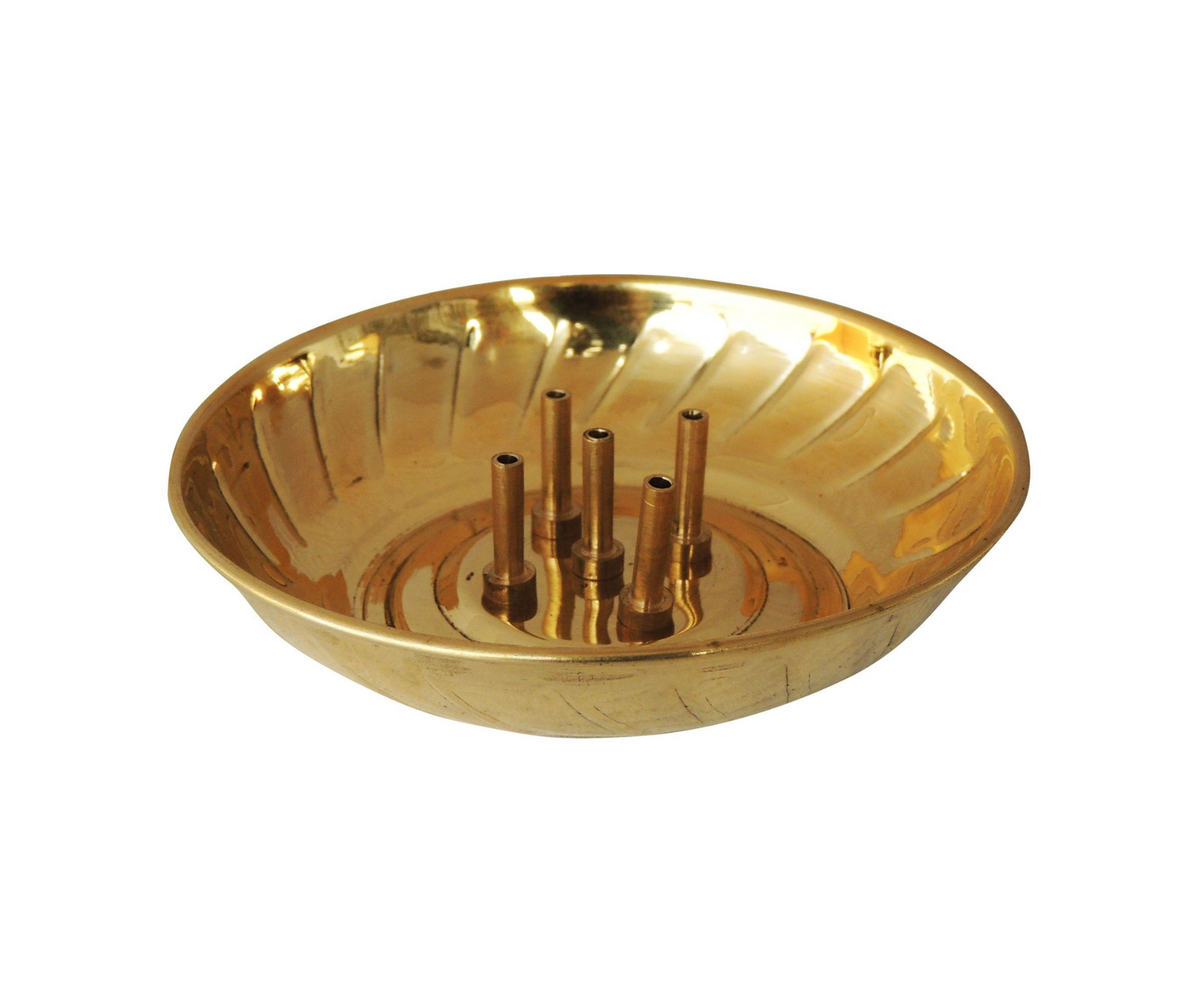 Brass 5 Agarbatti Stand Plate Small