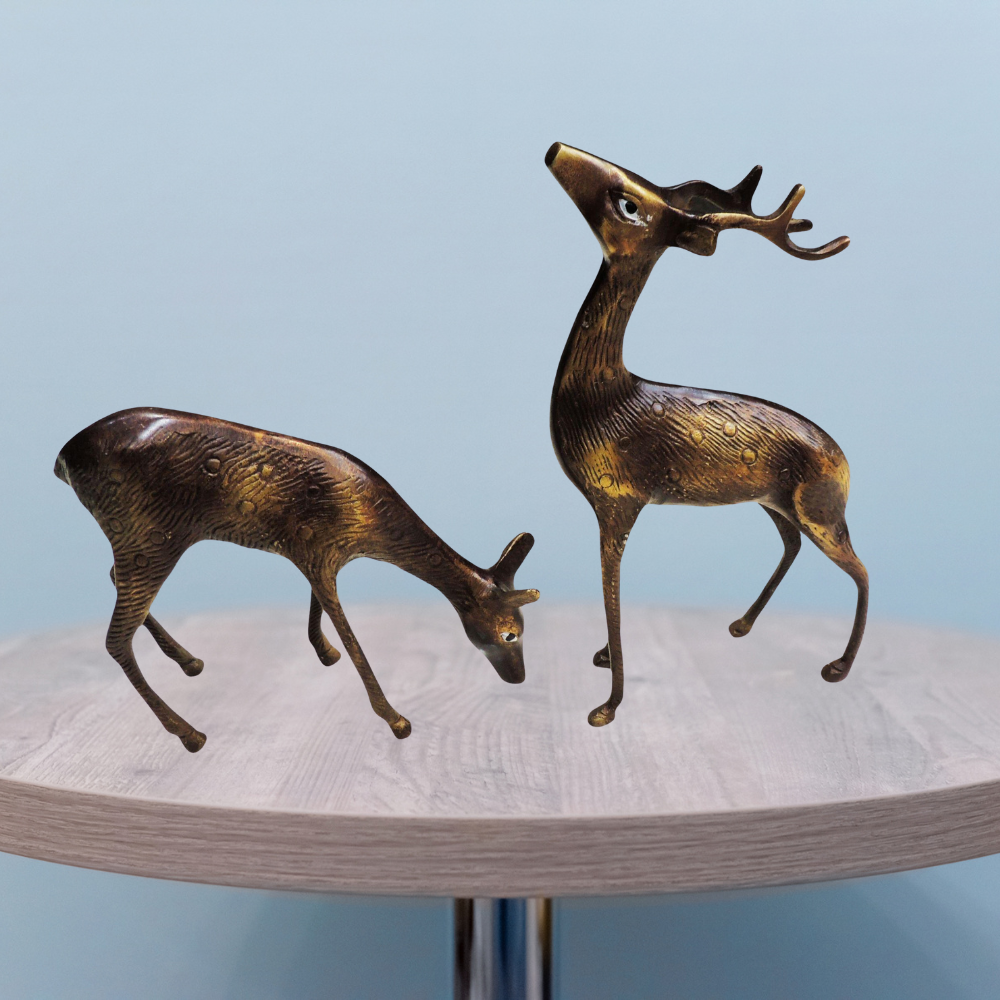 Brass Showpiece Deer Pair Statue