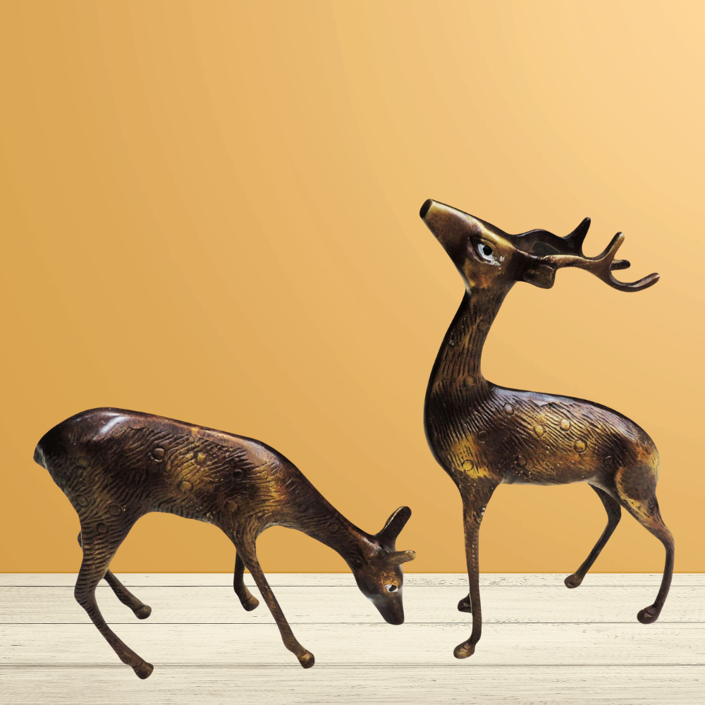 Brass Showpiece Deer Pair Statue