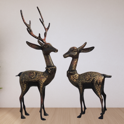 Brass Showpiece Deer Pair Statue