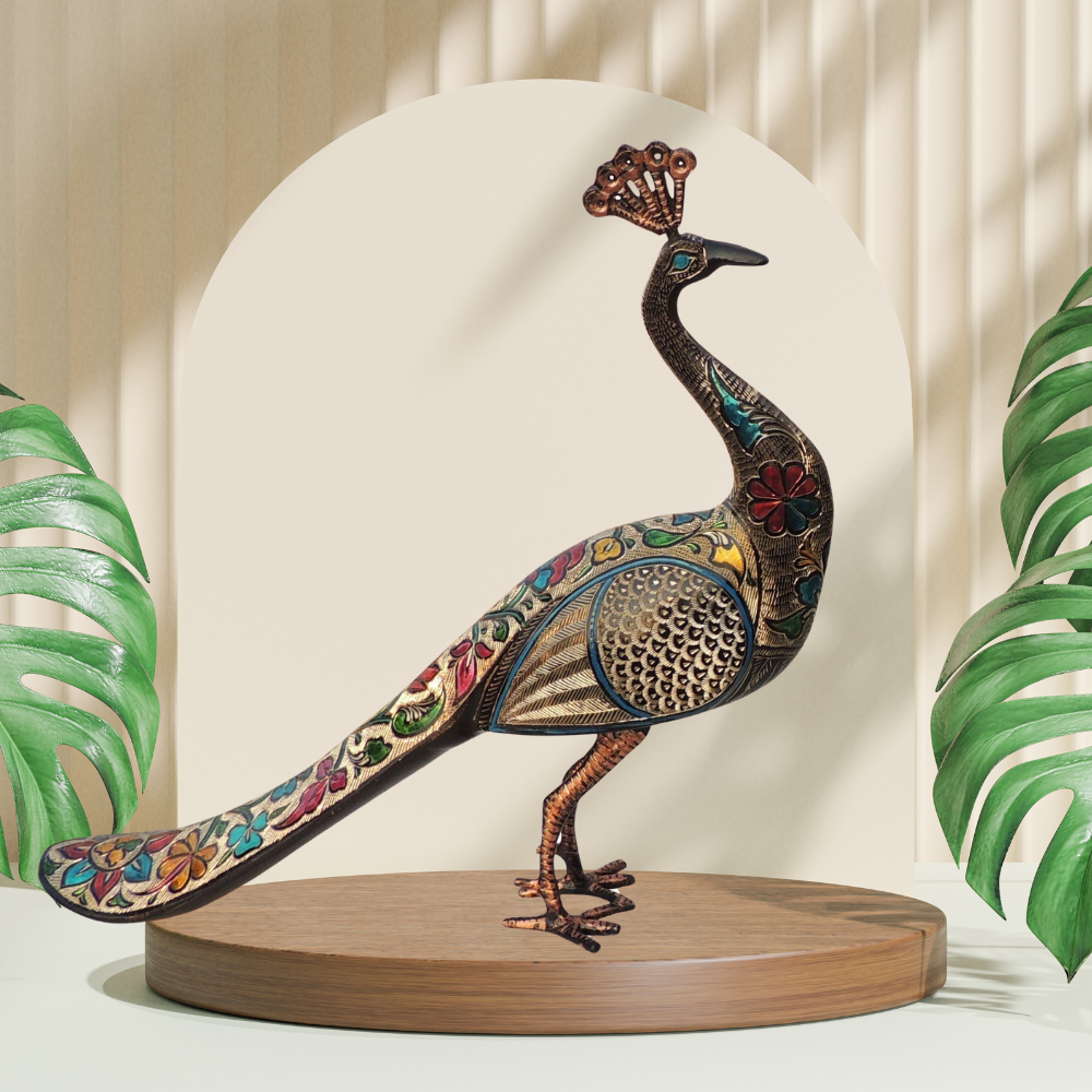 Brass Home Decor Peacock Pair Statue